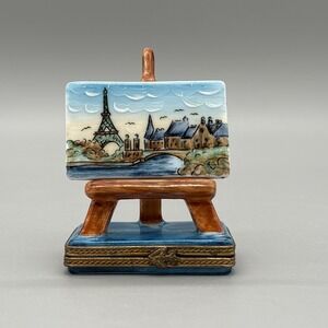 VTG Limoges Hand Painted Eiffel Tower Painting on Easel‎ Signed Sinclair 2/500